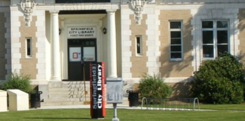 Photograph of the exterior of the Forest Park Branch library building