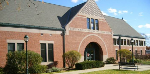 Photograph of the exterior of the Sixteen Acres Branch library building.