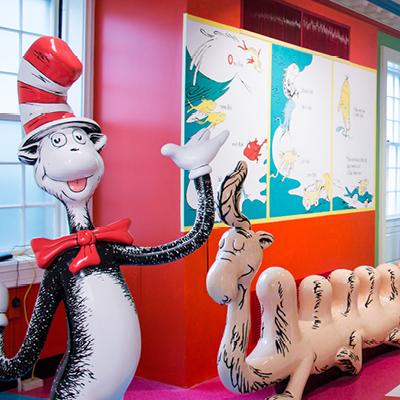 Photo of the Dr. Seuss museum featuring the cat in the hat.