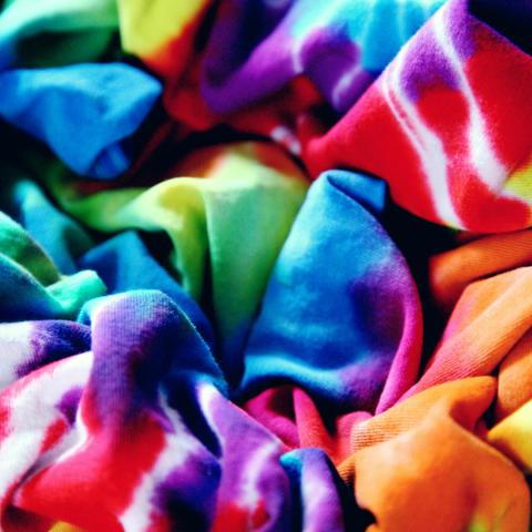 Tie dyed fabric in many colors