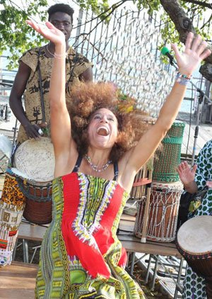 Photograph of Community Drum and Dance instructors from the Community Music School of Springfield