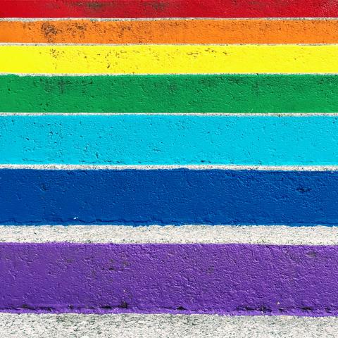 Rainbow stripes on concrete