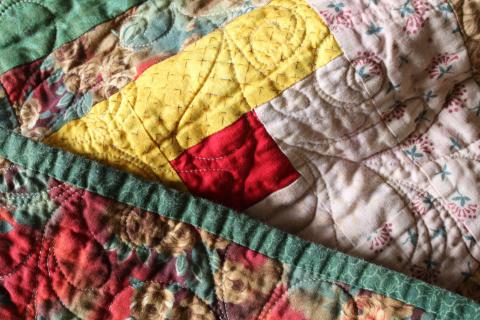 Close-up of a patchwork quilt