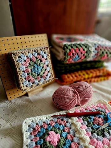 Crocheted granny squares