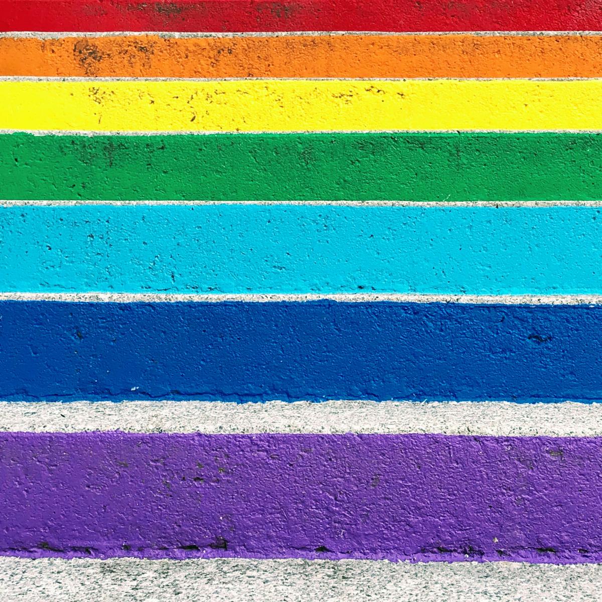 Rainbow stripes on concrete
